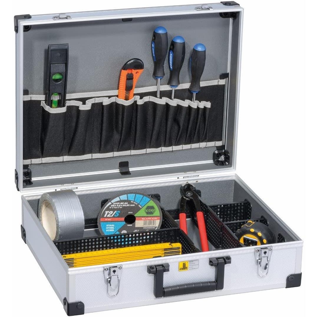 Mallette à outils AluPlus L Allit 44-1 en aluminium argenté