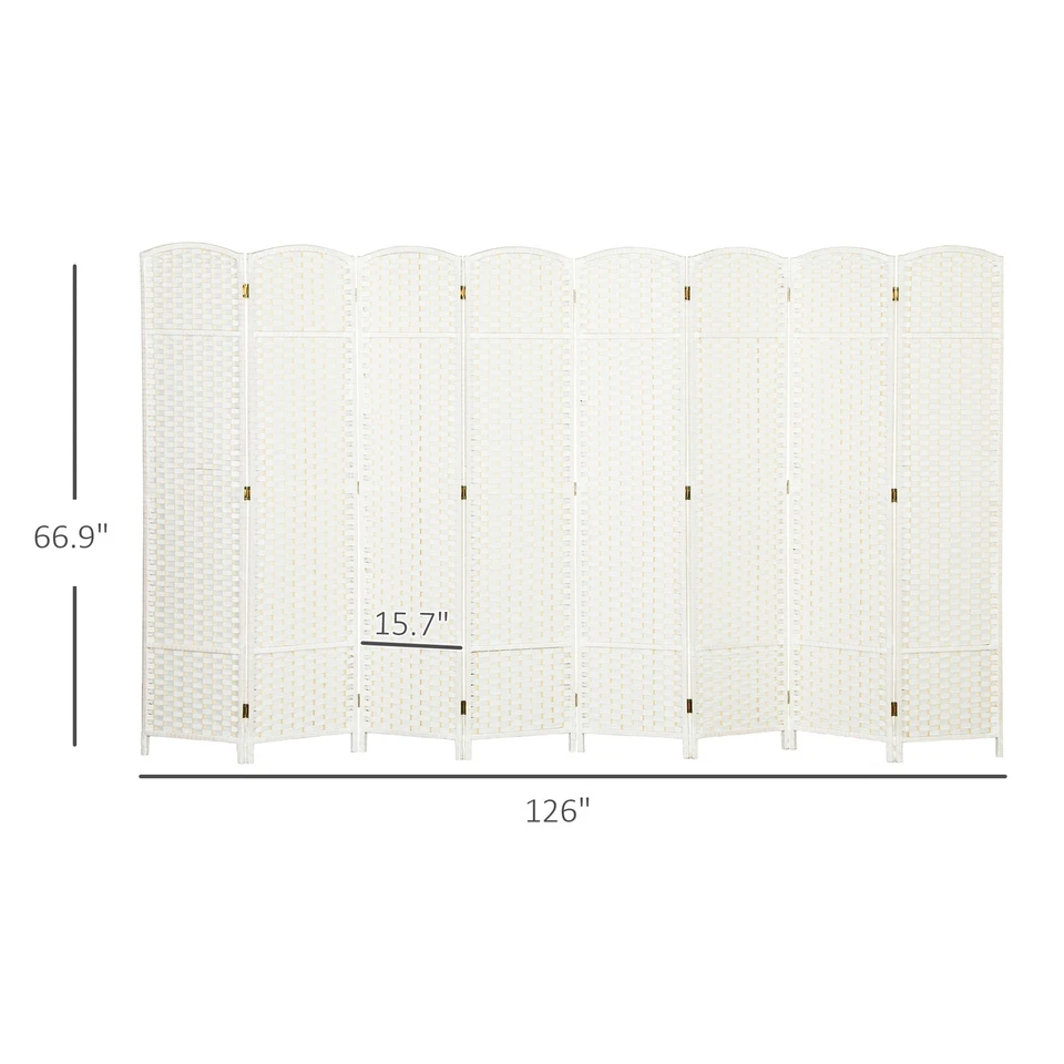 8 Panel Room Divider Freestanding Folding Privacy Screen White - Image 2 of 4