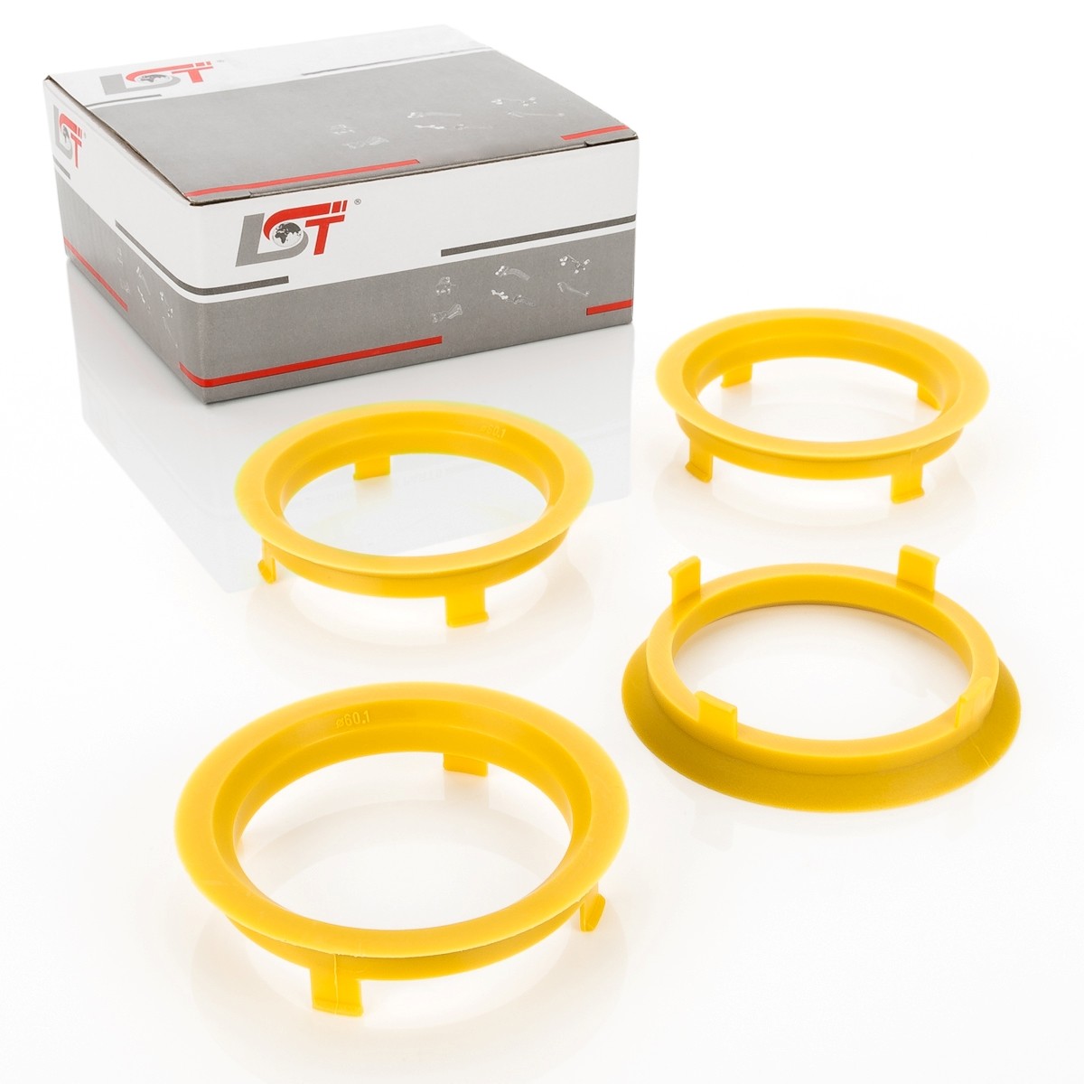 4x Centering Ring Spacer Yellow Alloy Wheels Ø 60,1 MM - 70,1 for Mitsubishi
