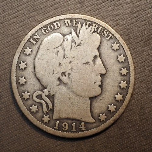 1914 **P** BARBER SILVER HALF DOLLAR ***NICE COIN!***  FREE SHIPPING! C1974
