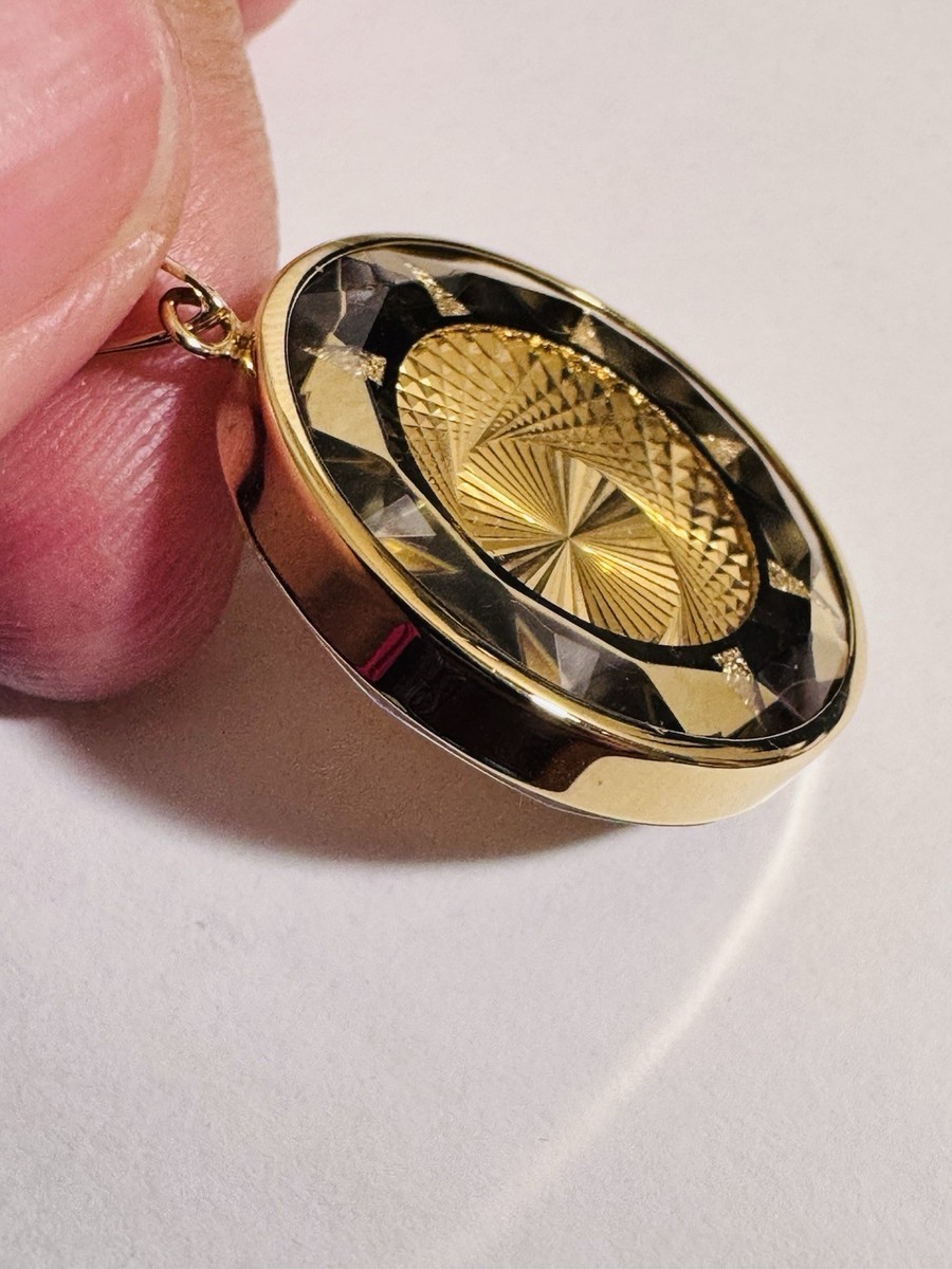 と*う様 k18 japan pendant illusion 18K K18 Japan Sun Illusion Gold Pendant 7.6g Reversible w/ Glass