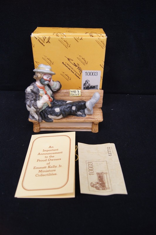 EMMETT KELLY JR Wet Paint Park Bench #10003 W/Box & COA
