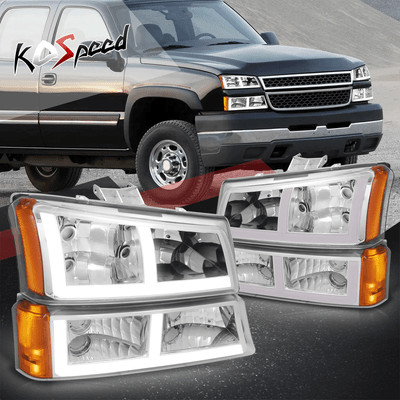 2006 Chevy Silverado Headlight Assembly Clear Lens LED DRL Headlights For 2003-2007 Chevy Silverado & Avalanche - DOT Approved Silverado LED Headlights - Foto 4