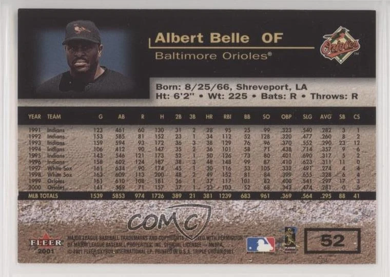2001 Fleer Triple Crown Albert Belle #52 - Image 2 of 2