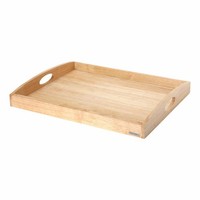 Continenta Tablett Rechteckig Serviertablett Dekotablett Gummibaumholz 54 X 42Cm