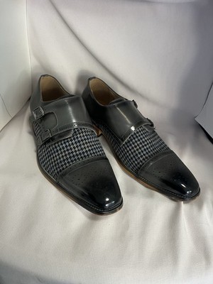 GINO VITALE Houndstooth Monk Shoe In Black Pre-owned Size 9