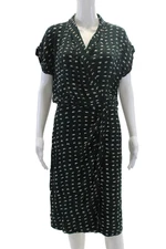 MM. La Fleur Womens Spotted Striped Print Zipped Mid-Calf Dress Green Size 6