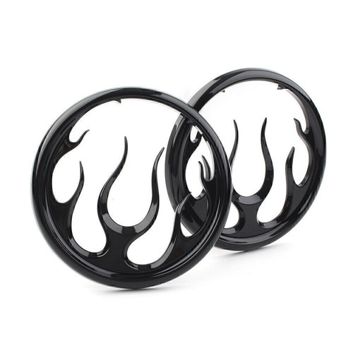 Black Flame Speaker Grill Accent Trim Cover For Harley Electra Street Glide Tri - Picture 7 of 10
