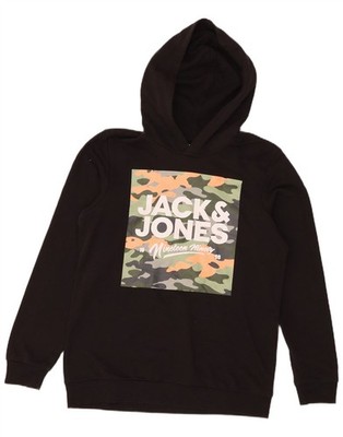 Jack & Jones Jungen Grafik Hoodie Pullover 15-16 Jahre schwarz Baumwolle BL18