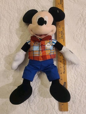 Disney Parks 14'' Mickey Mouse Wearing Name Tag Guest Services Outfit Plush