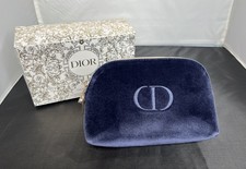 Dior Beauty Navy Blue Velvet Cosmetic Bag Makeup Pouch