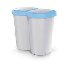 Podwójny pojemnik na odpady Kosz na śmieci Kosz na odpady Szary 40 l Niebieska rama