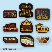 Black Excellence 9-Piece Patch Bundle, Melanin Shades Embroidery, Iron on