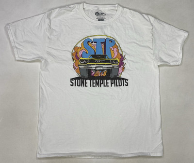 Stone Temple Pilots STP Graphic T-Shirt Men Large White Short Sleeve Music