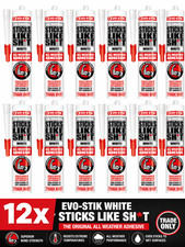 12 x EVO STIK White Sticks Like Adhesive 290ml Strong Grab Wet Surface Bonding