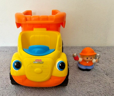 Fisher-Price Little People Lil Movers Dump Truck Sound Song w Worker Figure Work