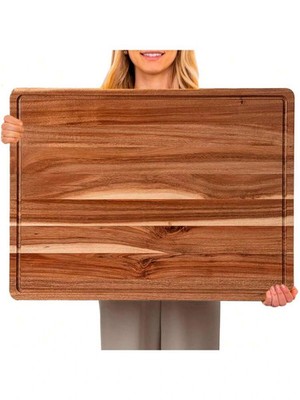 Large Acacia Wood Cutting Board Kitchen Reversible Butcher Block