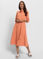 Kleid Orange 46 Heine Damen Webkleid Ausgestelltem Rockteil Uvp 89,99 - 6.1232