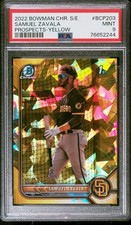 2022 BOWMAN CHROME SAPPHIRE EDITION PROSPECTS YELLOW SAMUEL ZAVALA 30/50 PSA 9