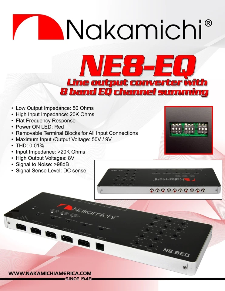Nakamichi Car Audio 8 Band Electronic Equalizer EQ Sub Crossover Network NE8EQ - Image 2 of 4