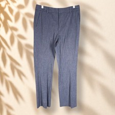 Nine West Dress Pants Women 8 Blue Bootcut Flat Front High Rise Pockets Casual