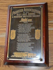 1914 Old Lake Shore & Michigan Southern Railway Brass plaque EXCEPTONAL 