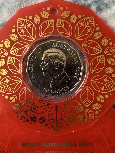 2024 Australia Christmas Festive Florals 50c Uncirculated Coin- Set of 5 - Picture 7 of 12