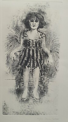 Bruno Caruso Etching Pencil Signed Numbered 73/100 Ragazza nel Giardino 1963 VTG