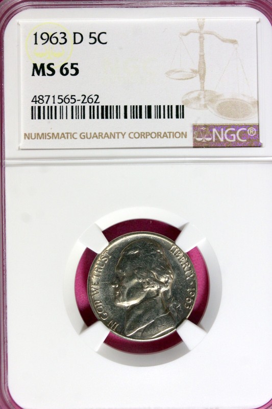 1963 - D NGC MS65 JEFFERON NICKEL! #B34102