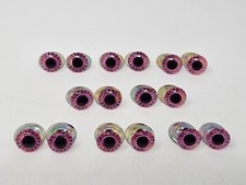 8 pair VTG Zims Pink Cut Iris Owl Eyes 14mm Plastic Safety Amigurumi Craft Doll