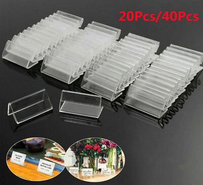 40Pcs 4*2cm Mini Acrylic Sign Display Holder Price Name Card Tag Label Stands UK