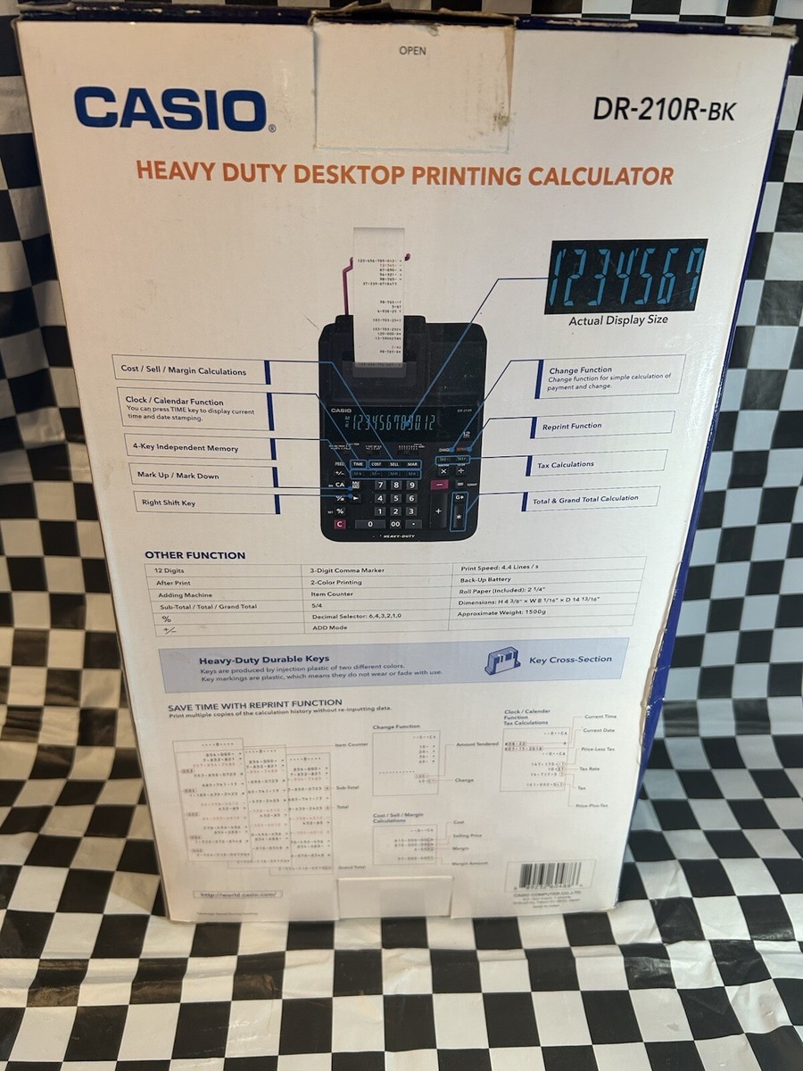 New Casio DR-210R Printing Heavy Duty Calculator Black Desktop