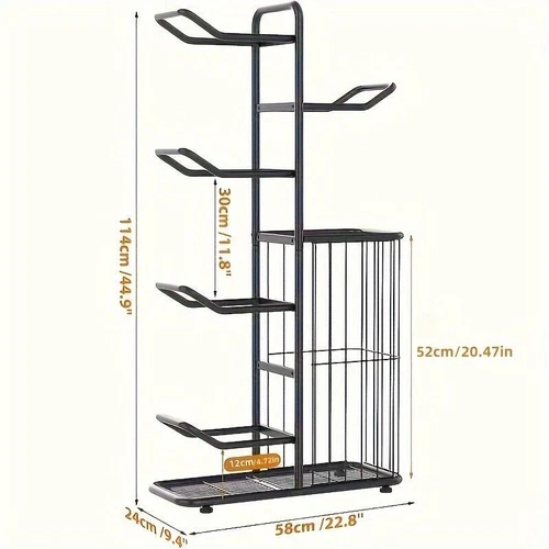 7 Tier Basketball Ball Storage Rack, Basketball Holder Garage Ball Storage Rack - Picture 5 of 7