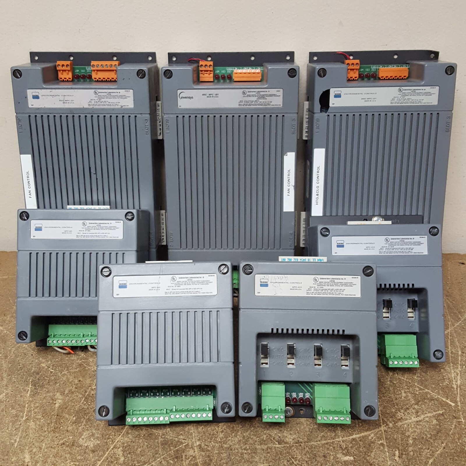 Set of 7- SIEBE 3 MSC-MPC-001, 2 MPC-8A1, 2 MPC-4C0 Environmental Controls USED