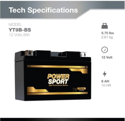 BATTERIA MOTO 12V 8AH CT9B-BS = YT9B-BS = GT9B-4 - Foto 9