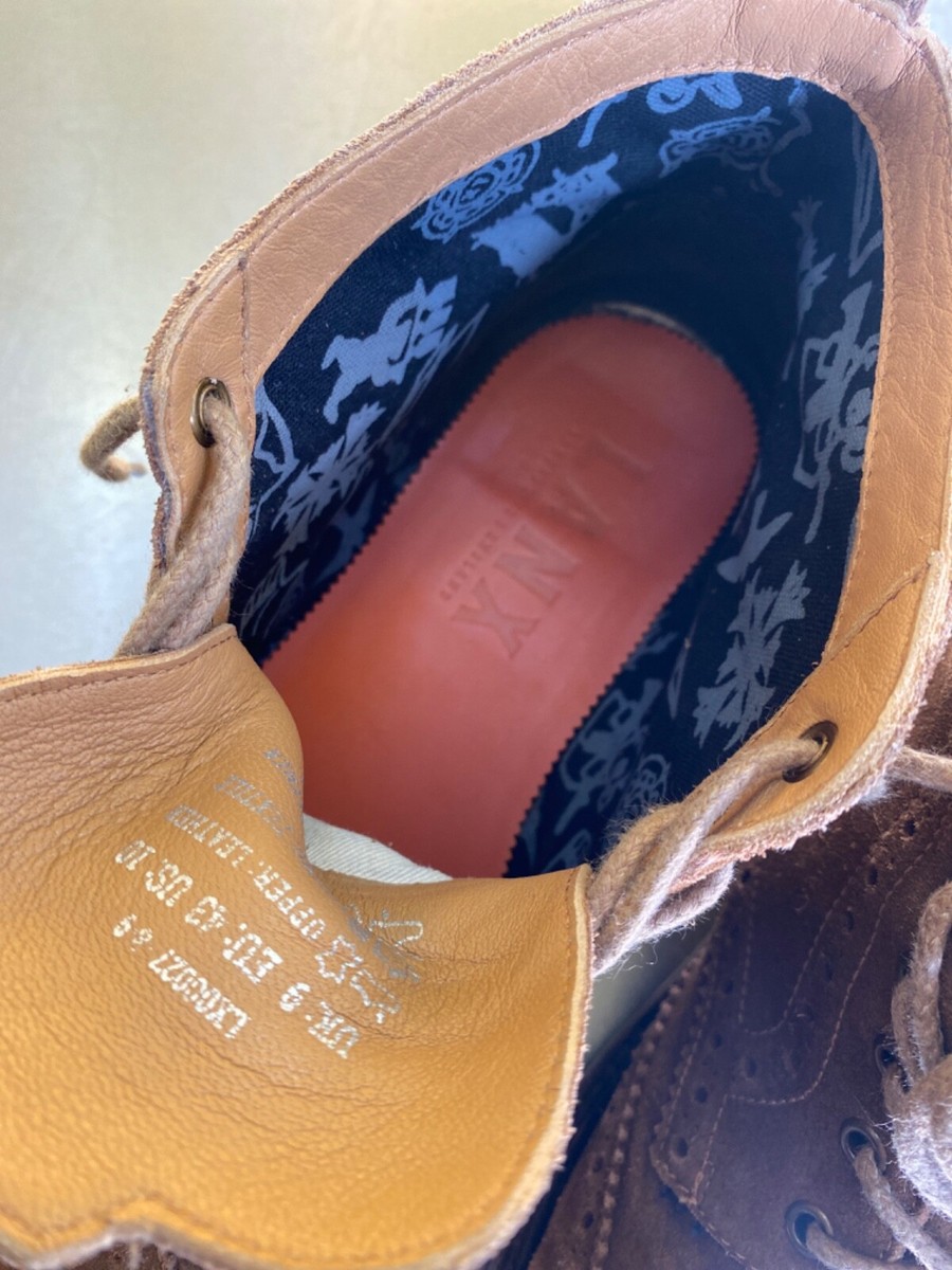 Lanx Mens UK Brown Suede Leather Brogue Laced Boots Made in