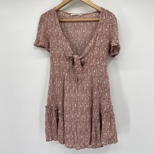 American Thread Dress Women's Small A-Line Cutout Short Sleeves Rose Gold