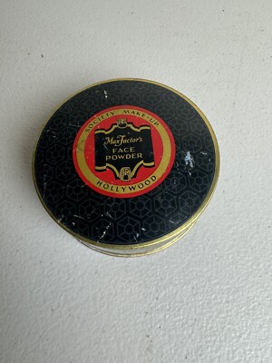 1920s MAX FACTOR'S SOCIETY MAKE UP FACE POWDER TIN WITH POWDER HOLLYWOOD 1927