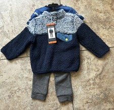 NEW BOYS ANDY  EVAN 3 PC PLUSH SHERPA JACKET, TEE,  JOGGER PANTS SIZE 2T BLUE
