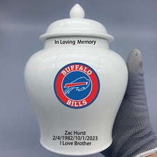 Ceramic Medium Urn for Buffalo Bills Football Theme, Custom Text