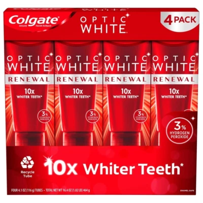 4 Colgate Optic White Renewal 10X Whiter Teeth Whitening Toothpaste Exp. 6/25 - Image 1 of 4