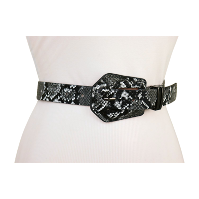 CHIC, TRENDY Black & White Snake/Animal Print Belt Women Black White Faux Leather Snake Skin Print Chic Style  main image 2