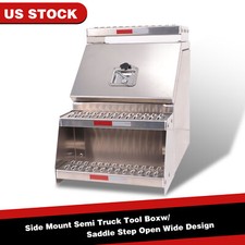 24.5x28.4x18 Side Mount Semi Truck Tool Box W Saddle Step Open Wide Design