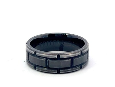 #ad #ad Triton 8mm Black Tungsten Brick Design Comfort Fit Band Ring $35.60