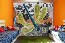 3D Graffiti Dragonfly Wallpaper Wall Mural Removable Self-adhesive Sticker 325