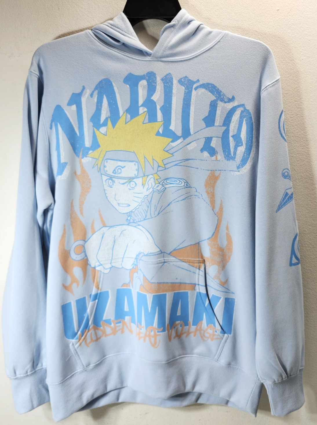 Naruto Sudadera con Capucha Para Hombre L Azul Pullover Sudadera con Capucha NUEVO