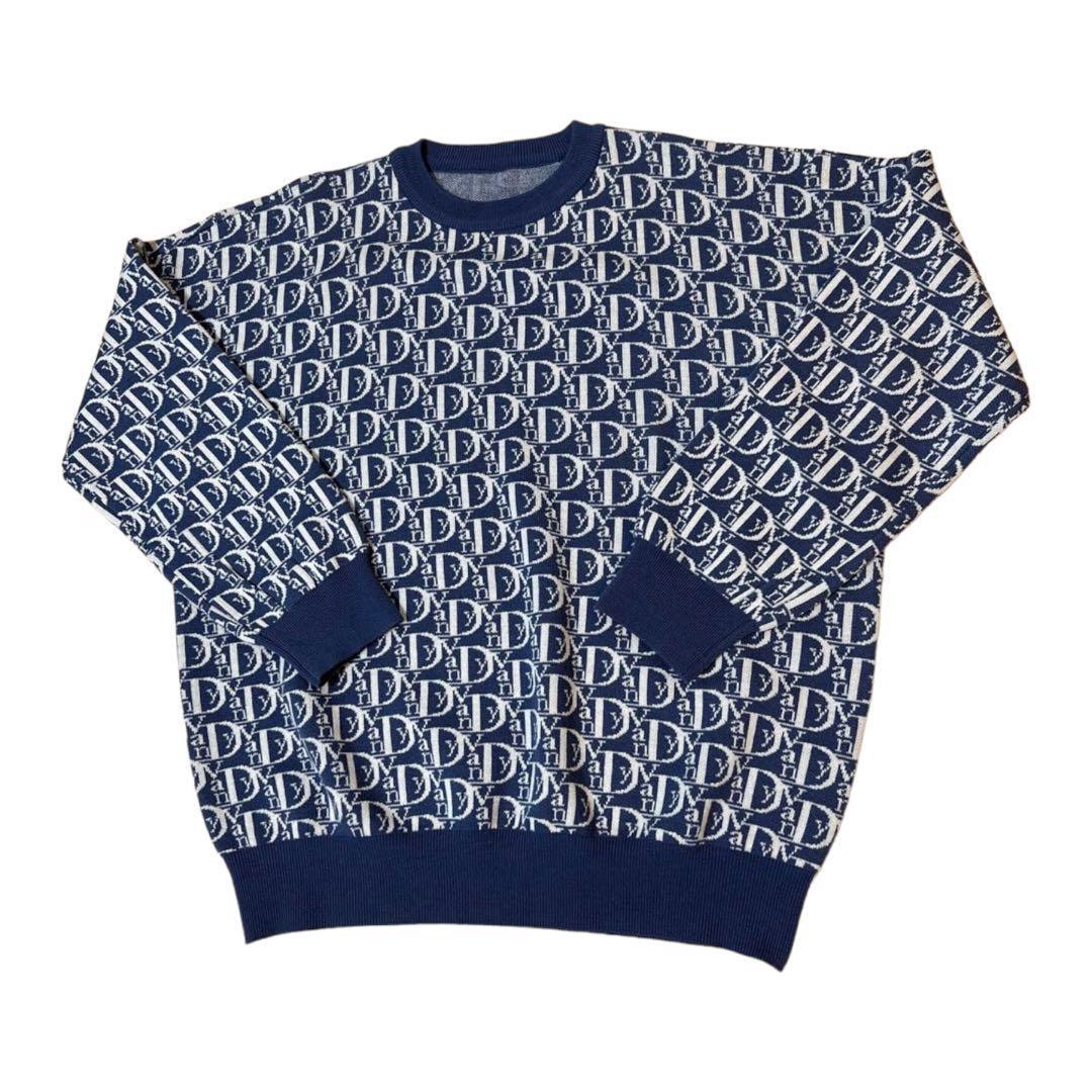 Used Vandy The Pink Oversized Knit Knit Sweater Tops Blue Color