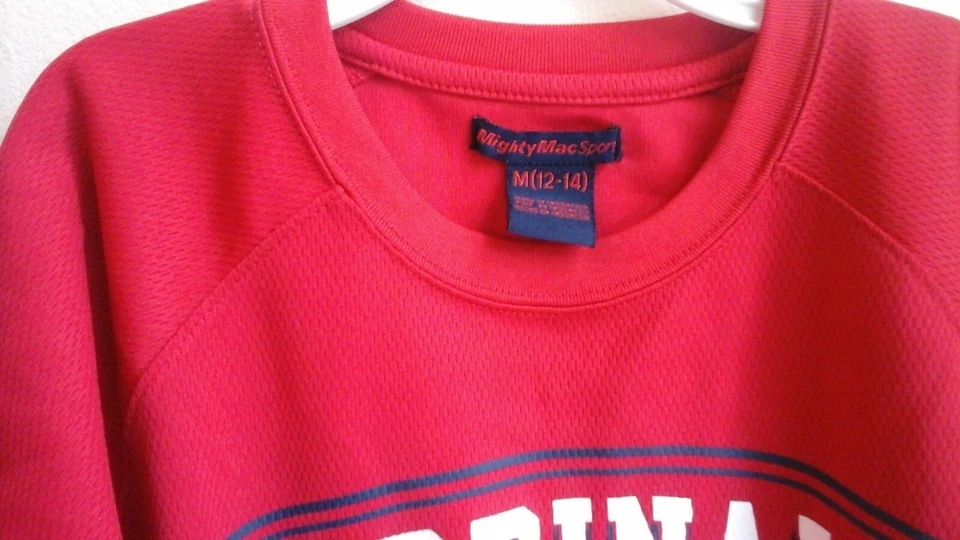 Camisa de béisbol Mighty Mac Sports juvenil mediana (12-14) Cardenales--espalda en blanco-usada en excelente estado Foto 3 de 4