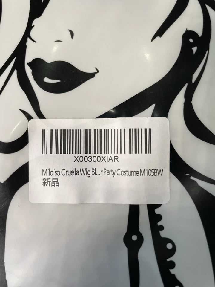 Peluca blanca y negra para disfraz de cruella mujer pelo corto ondulado Foto 4 de 4