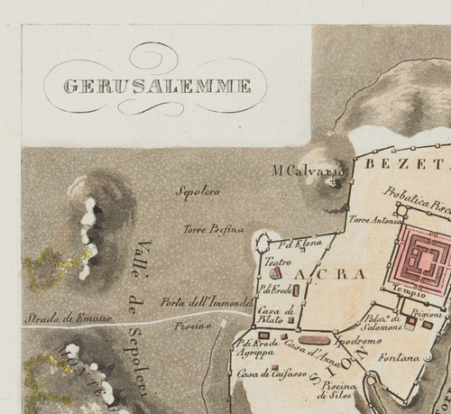 Jerusalem, hist. Karte, Aquatinta Romantik Landkarten Unbekannt (19.Jhd) - Picture 3 of 4